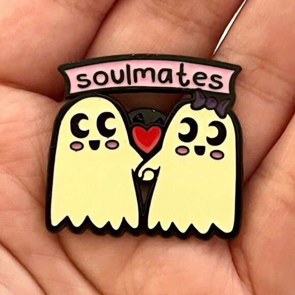 Cute Ghosts SoulMates Couples Enamel Pin - Picture 1 of 7